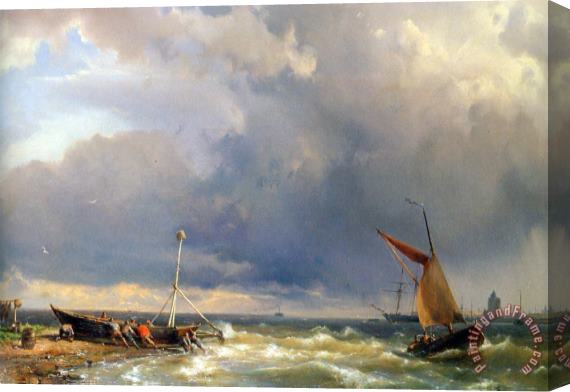 Hermanus Koekkoek Snr Shipping in a Stiff Breeze Near Enkhuizen Stretched Canvas Painting / Canvas Art