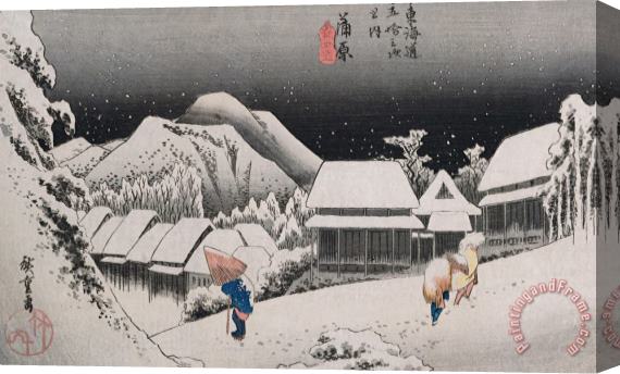 Hiroshige Night Snow Stretched Canvas Painting / Canvas Art
