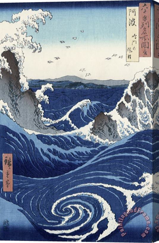 Hiroshige View of the Naruto whirlpools at Awa Stretched Canvas Print / Canvas Art