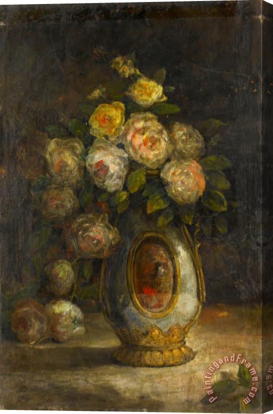 Huseyin Zekai Pasa Gullu Naturmort , Still Life with Roses Stretched Canvas Painting / Canvas Art