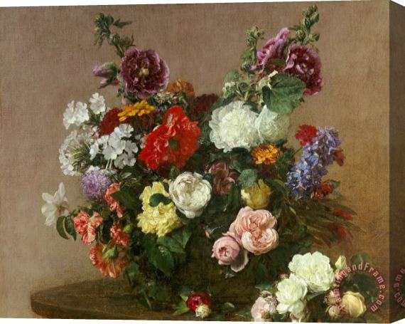 Ignace Henri Jean Fantin-Latour A Bouquet of Mixed Flowers Stretched Canvas Print / Canvas Art