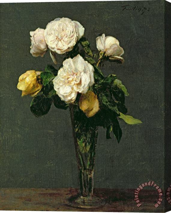 Ignace Henri Jean Fantin-Latour Roses in a Champagne Flute Stretched Canvas Painting / Canvas Art