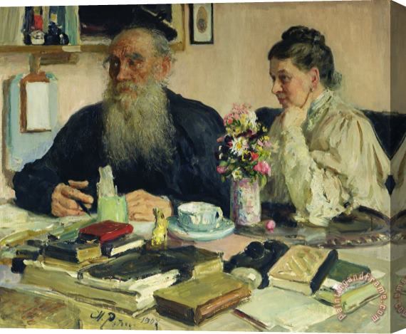 Ilya Efimovich Repin Leo Tolstoy With His Wife In Yasnaya Polyana Stretched Canvas Painting / Canvas Art