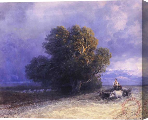 Ivan Constantinovich Aivazovsky Ox Cart Crossing a Flooded Plain Stretched Canvas Painting / Canvas Art