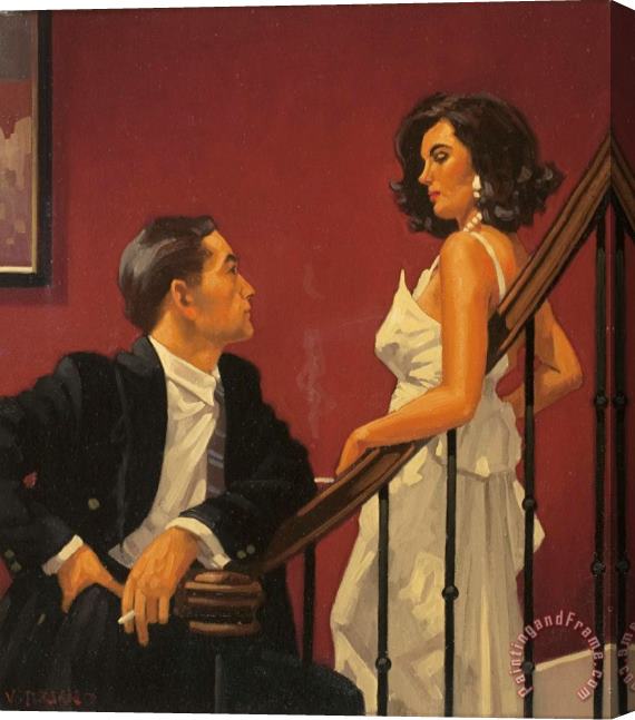 Jack Vettriano Shades of Scarlett Stretched Canvas Painting / Canvas Art