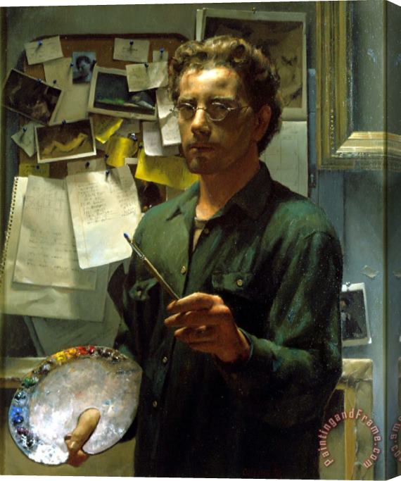Jacob Collins Self Portrait with Palette Stretched Canvas Print / Canvas Art