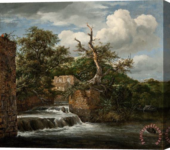 Jacob Isaacksz. van Ruisdael Landscape with a Mill Run And Ruins Stretched Canvas Painting / Canvas Art