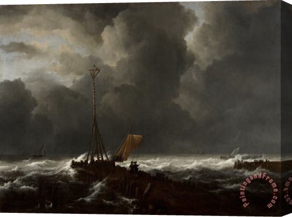 Jacob Isaacksz. van Ruisdael Rough Sea at a Jetty Stretched Canvas Print / Canvas Art