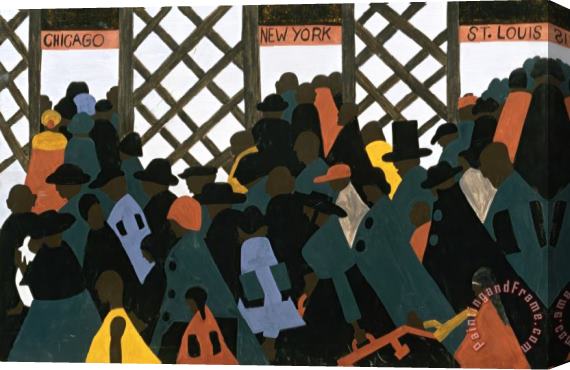 Jacob Lawrence The Migration Series, Panel No. 1: During World War I There Was a Great Migration North by Southern African Americans. Stretched Canvas Painting / Canvas Art