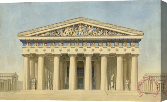 Jacques Ignace Hittorff Temple T at Selinunte (sicily), Reconstructed Elevation of The Main Facade Stretched Canvas Print / Canvas Art