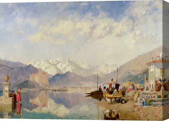James Baker Pyne Recollections of the Lago Maggiore Market Day at Pallanza Stretched Canvas Painting / Canvas Art