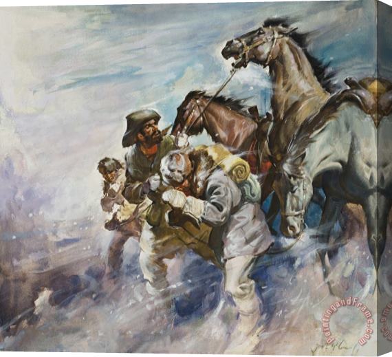 James Edwin McConnell Men and Horses Battling a Storm Stretched Canvas Painting / Canvas Art
