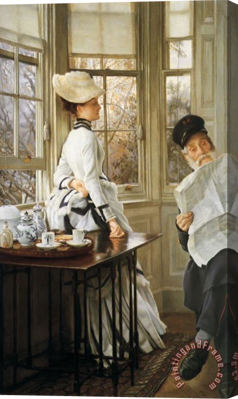 James Jacques Joseph Tissot Reading The News Stretched Canvas Print / Canvas Art