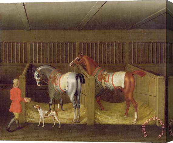 James Seymour The Stables and Two Famous Running Horses belonging to His Grace - the Duke of Bolton Stretched Canvas Print / Canvas Art
