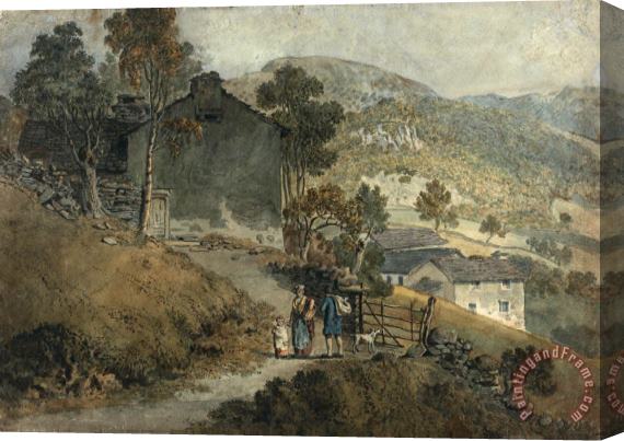 James Ward Landscape with Cottages And Figures Stretched Canvas Print / Canvas Art