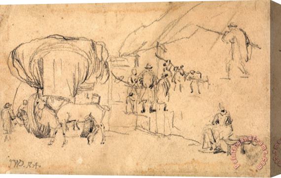 James Ward Sheet of Sketches Wagon, Horse, Milkmaid And Other Figure Studies Stretched Canvas Painting / Canvas Art