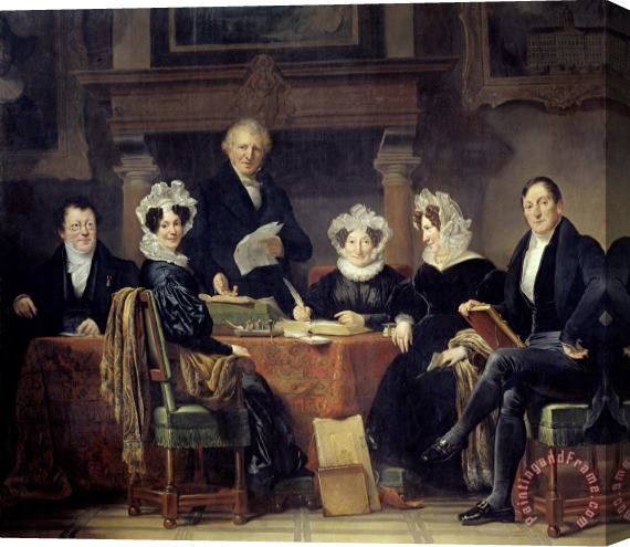 Jan Adam Kruseman Group Portrait of The Regents And Regentesses of The Lepers' Home of Amsterdam, 1834 35 Stretched Canvas Painting / Canvas Art