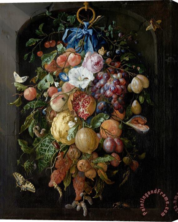 Jan Davidsz de Heem Festoon of Fruit And Flowers Stretched Canvas Painting / Canvas Art