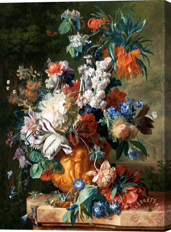 Jan Van Huysum Bouquet of Flowers in an Urn Stretched Canvas Print / Canvas Art