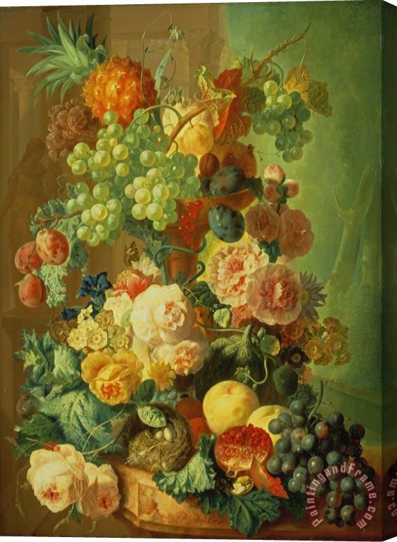 Jan van Os Still Life with Fruit and Flowers Stretched Canvas Painting / Canvas Art