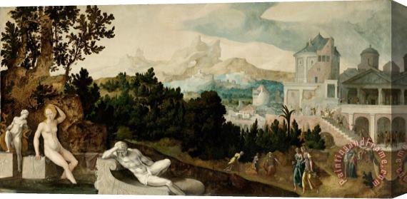 Jan Van Scorel Schoorl Landscape with Bathsheba Stretched Canvas Print / Canvas Art