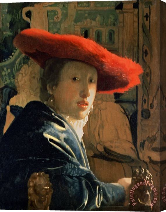 Jan Vermeer Girl with a Red Hat Stretched Canvas Painting / Canvas Art