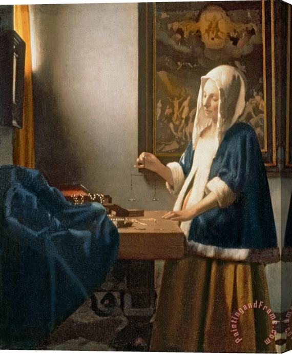 Jan Vermeer Woman Holding a Balance Stretched Canvas Painting / Canvas Art