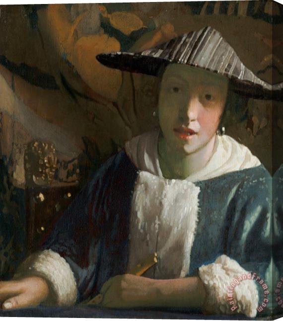 Jan Vermeer Young Girl With A Flute Stretched Canvas Print / Canvas Art