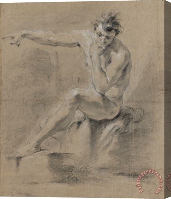 Jan Willem Pieneman Zittend Mannelijk Naakt, Naar Links, De Armen Op De Rug Stretched Canvas Print / Canvas Art