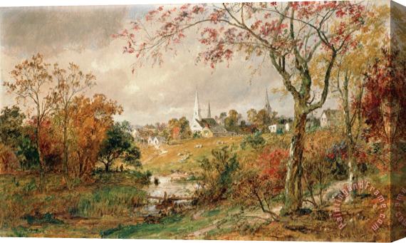 Jasper Francis Cropsey Autumn Landscape Stretched Canvas Painting / Canvas Art