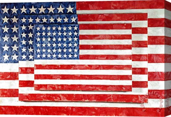 jasper johns Three Flags 1958 Stretched Canvas Painting / Canvas Art
