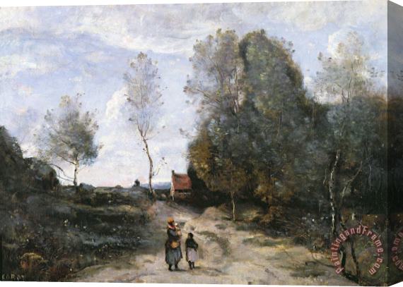 Jean Baptiste Camille Corot The Road Stretched Canvas Print / Canvas Art
