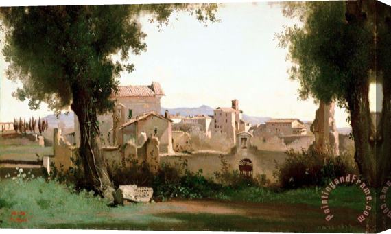 Jean Baptiste Camille Corot View From The Farnese Gardens, Rome Stretched Canvas Painting / Canvas Art