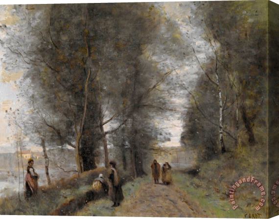 Jean Baptiste Camille Corot Ville D'avray, Woodland Path Bordering The Pond Stretched Canvas Print / Canvas Art