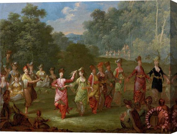 Jean Baptiste Vanmour Greek Men And Women Dancing The Khorra Stretched Canvas Painting / Canvas Art