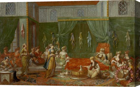 Jean Baptiste Vanmour Lying in Room of a Distinguished Turkish Woman Stretched Canvas Painting / Canvas Art