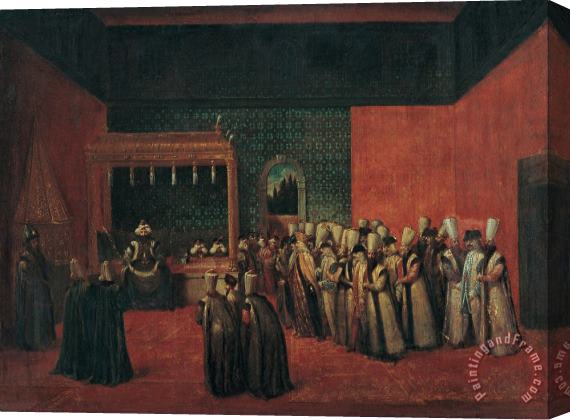 Jean Baptiste Vanmour Sultan Ahmet III Receiving a European Ambassador Stretched Canvas Painting / Canvas Art