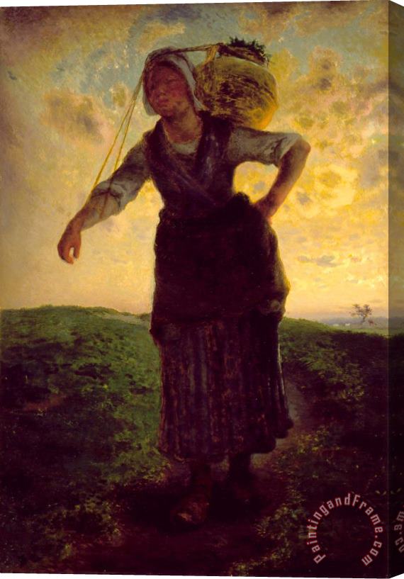 Jean-Francois Millet A Norman Milkmaid at Greville Stretched Canvas Painting / Canvas Art