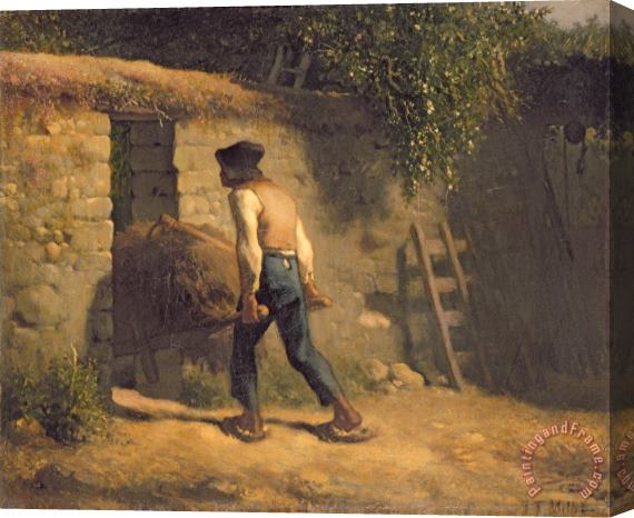 Jean-Francois Millet Peasant with a Wheelbarrow Stretched Canvas Painting / Canvas Art