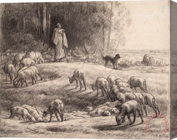 Jean-Francois Millet The Shepherdess Stretched Canvas Painting / Canvas Art