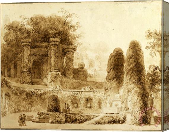 Jean Honore Fragonard Roman Park with Fountain, 1774 Stretched Canvas Print / Canvas Art