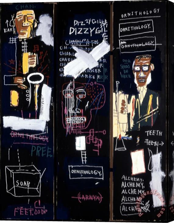 Jean-michel Basquiat Horn Players Stretched Canvas Painting / Canvas Art