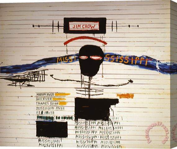 Jean-michel Basquiat Jim Crow Stretched Canvas Painting / Canvas Art