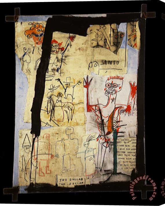 Jean-michel Basquiat Santo Versus Second Avenue Stretched Canvas Print / Canvas Art