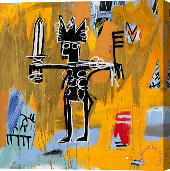 Jean-michel Basquiat Untitled (julius Caesar on Gold) Stretched Canvas Painting / Canvas Art