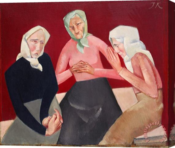 Jekabs Kazaks Three Old Ladies Stretched Canvas Print / Canvas Art