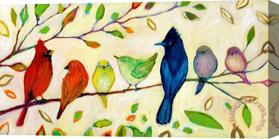 Jennifer Lommers A Flock Of Many Colors Stretched Canvas Print / Canvas Art