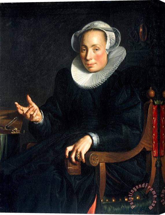 Joachim Anthonisz Wtewael Portrait of Christina Wtewael Van Halen (1568 1629) Stretched Canvas Painting / Canvas Art