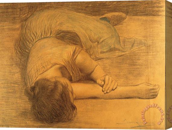 Joan Llimona Woman Lying Down Stretched Canvas Painting / Canvas Art