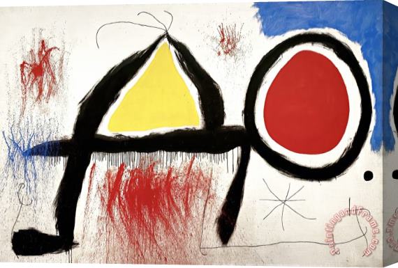 Joan Miro Character in Front of The Sun Stretched Canvas Print / Canvas Art